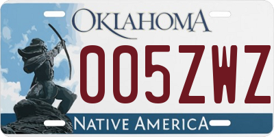 OK license plate 005ZWZ