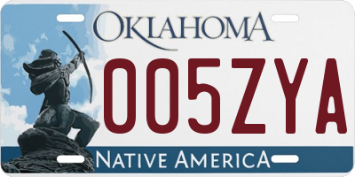 OK license plate 005ZYA