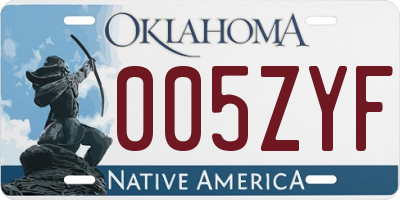 OK license plate 005ZYF