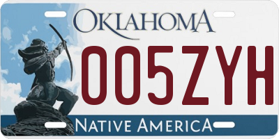 OK license plate 005ZYH