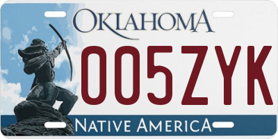 OK license plate 005ZYK