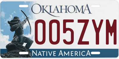 OK license plate 005ZYM