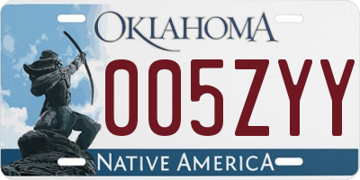 OK license plate 005ZYY