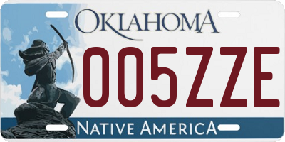 OK license plate 005ZZE
