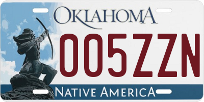OK license plate 005ZZN