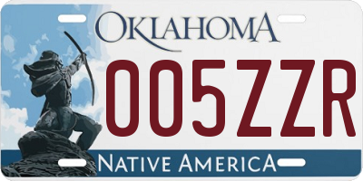 OK license plate 005ZZR