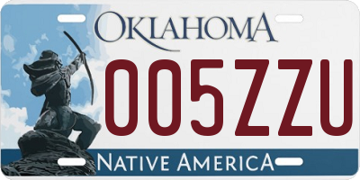 OK license plate 005ZZU