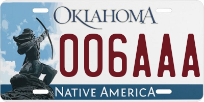 OK license plate 006AAA