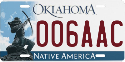 OK license plate 006AAC