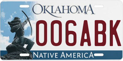 OK license plate 006ABK