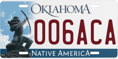 OK license plate 006ACA