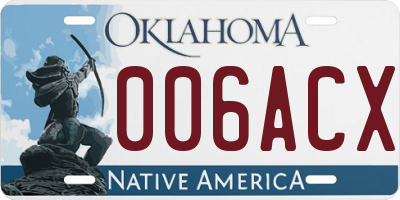 OK license plate 006ACX