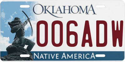 OK license plate 006ADW