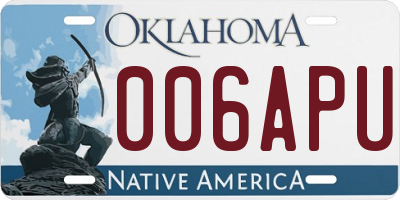 OK license plate 006APU