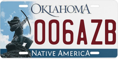 OK license plate 006AZB