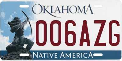 OK license plate 006AZG