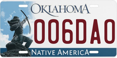 OK license plate 006DAO
