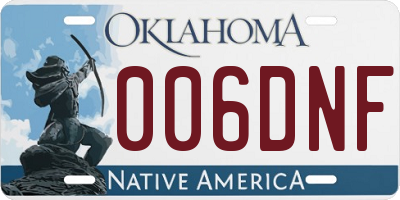 OK license plate 006DNF