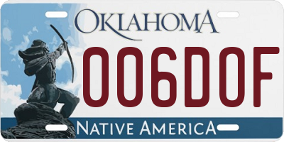 OK license plate 006DOF