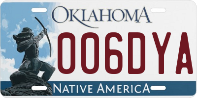 OK license plate 006DYA
