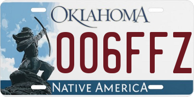OK license plate 006FFZ