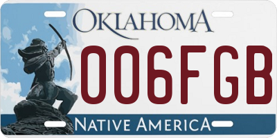 OK license plate 006FGB