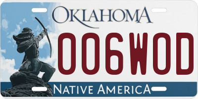 OK license plate 006WOD