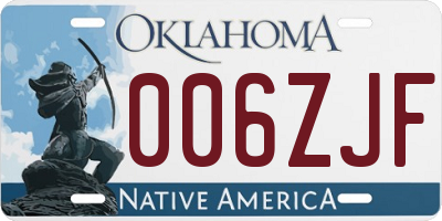 OK license plate 006ZJF