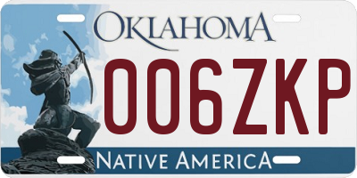 OK license plate 006ZKP