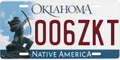 OK license plate 006ZKT