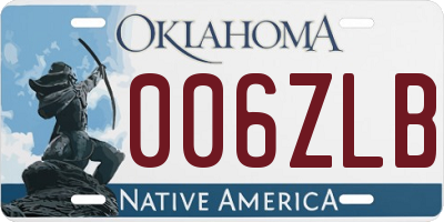 OK license plate 006ZLB