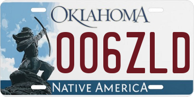 OK license plate 006ZLD