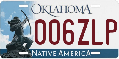 OK license plate 006ZLP