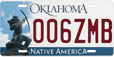 OK license plate 006ZMB