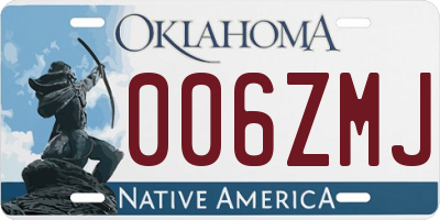 OK license plate 006ZMJ