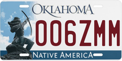 OK license plate 006ZMM