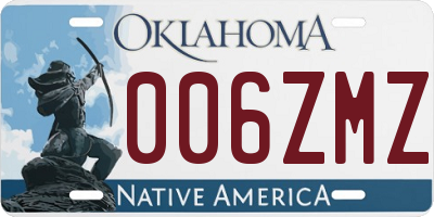 OK license plate 006ZMZ