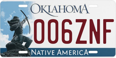 OK license plate 006ZNF