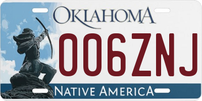 OK license plate 006ZNJ