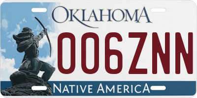 OK license plate 006ZNN