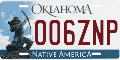OK license plate 006ZNP