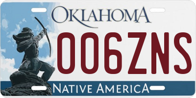 OK license plate 006ZNS