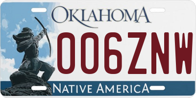 OK license plate 006ZNW
