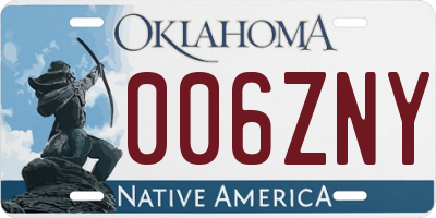 OK license plate 006ZNY