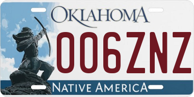 OK license plate 006ZNZ