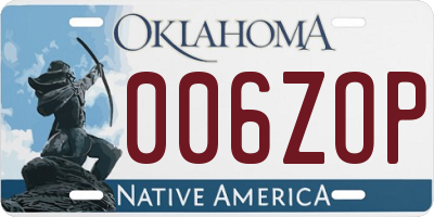 OK license plate 006ZOP