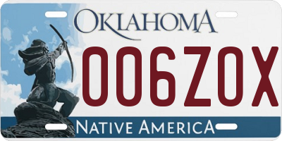 OK license plate 006ZOX