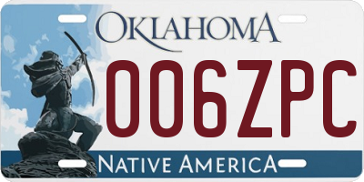 OK license plate 006ZPC