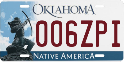 OK license plate 006ZPI