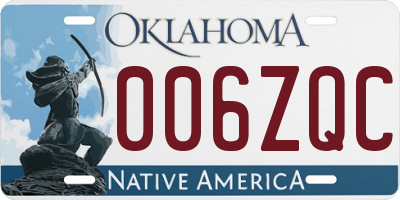 OK license plate 006ZQC